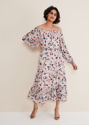 Phase Eight Vicky Off Shoulder Printed Dress Multicolor Australia | YZ1206895